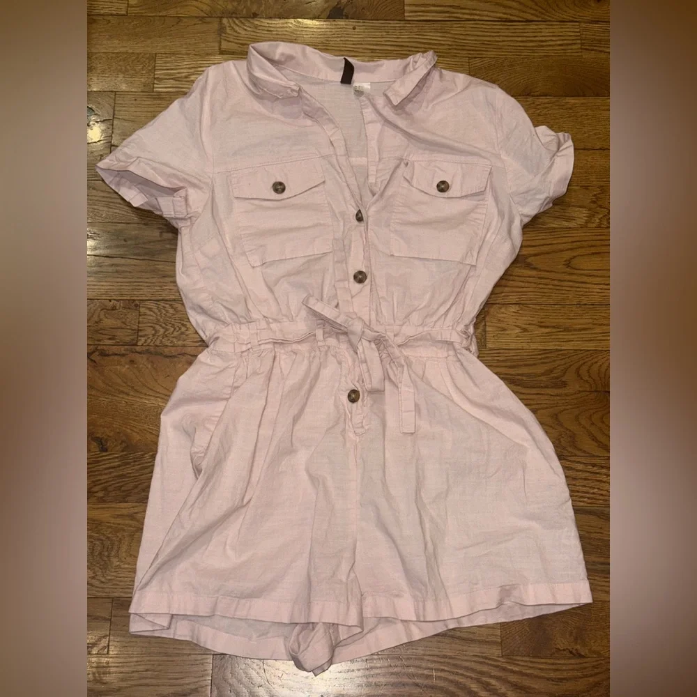 H&M. Pink Utility Romper. Size Small.